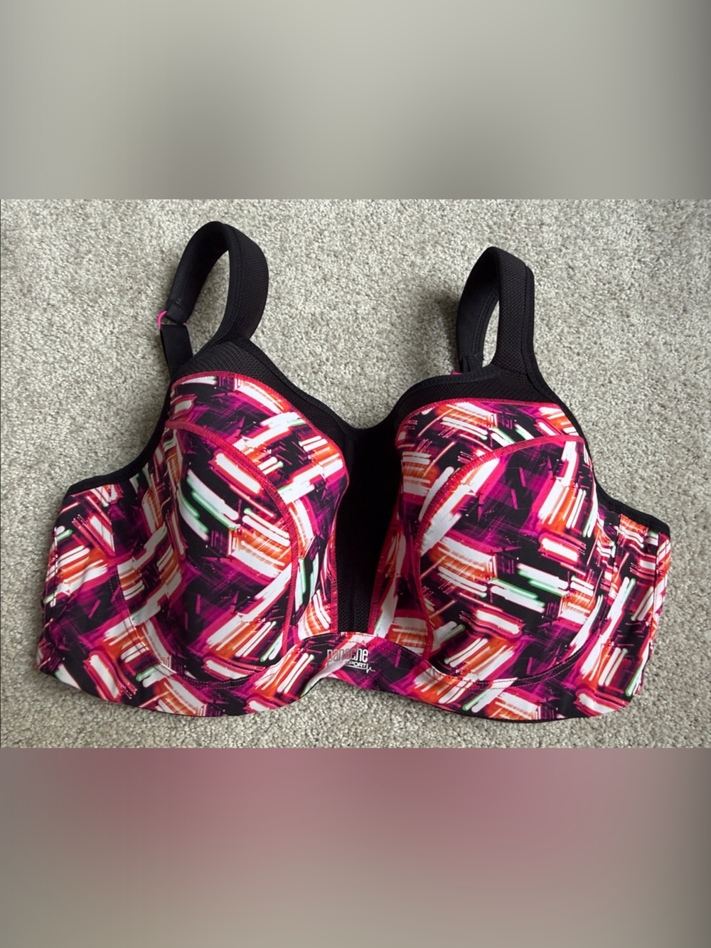 Panache Power Wired Sports Bra 5021 34H(US)/34FF(UK) in Pink Multi Abstract